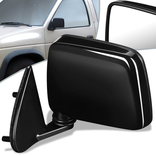 RETROVISOR MIRROR - OEM - 86-94 NISSAN D21 PICKUP / 95-97 NISSAN PICKUP / 87-95 NISSAN PATHFINDER - MANUAL - PAINTABLE - BLACK - LEFT