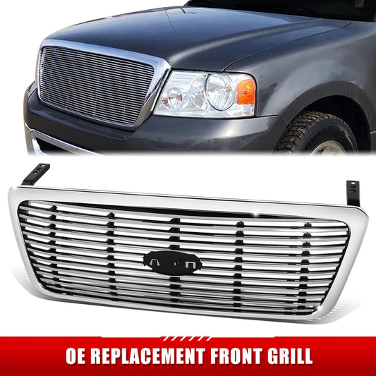 PARRILLA GRILLE - FD F150 P/U '04-'08/ GRILLE ASS'Y 07-08/ CHROME/BLACK W/CHROME FRAME/ (LARIAT/LIMITED )(BAR TYPE)//PARTS.NO,FO1200502//OEM NO,7L3Z8200BA