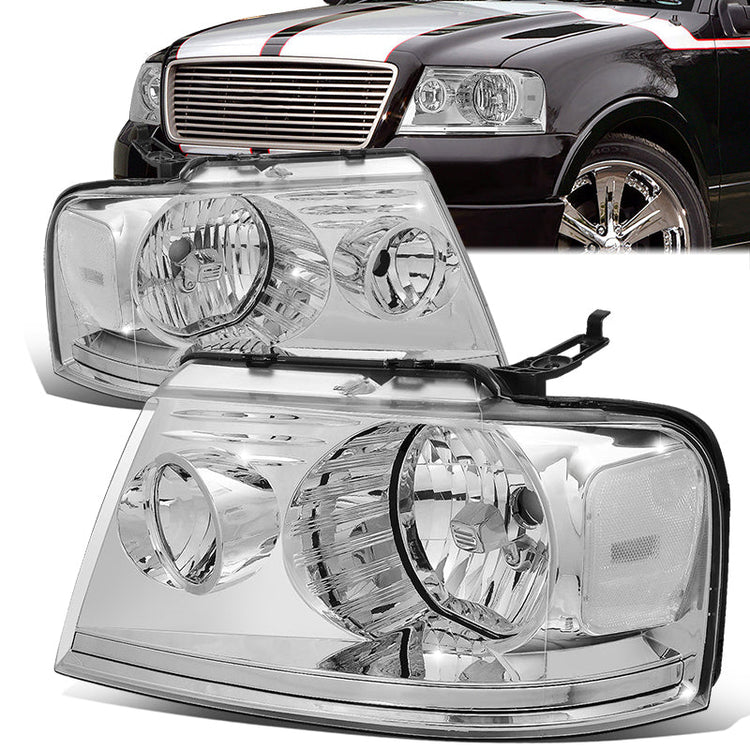 FAROS 04-08 FORD F-150 / 06-08 LINCOLN MARK LT - OE STYLE - H13 HIGH/LOW BEAM / 194 SIDE MARKER / 3157A TURN SIGNAL - CHROME HOUSING / CLEAR CORNER