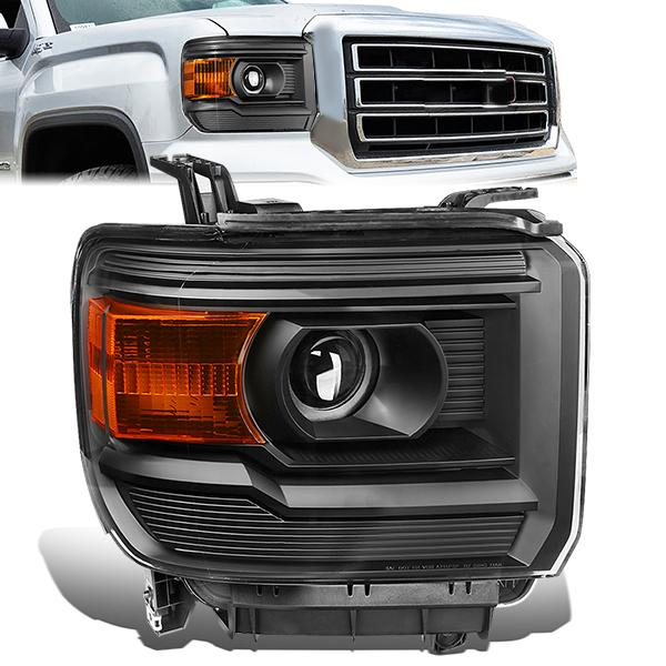 FAROS OE STYLE - 14-18 GMC SIERRA 1500 / 15-19 GMC SIERRA 2500HD, 3500HD - ONLY FITS HALOGEN HEADLIGHT MODELS WITHOUT LED DRL - H7 HIGH & LOW - BLACK HOUSING - RIGHT