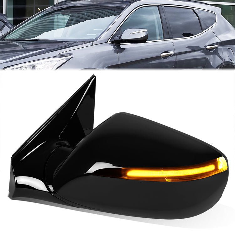 RETROVISOR MIRROR - OE STYLE - HYUNDAI SANTA FE SPORT 2013-2016 - WITH POWER WITH HEATED GLASS WITH TURN SIGNAL - DRIVER LEFT SIDE - BLACK