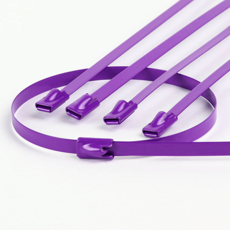 nan ZIP TIE KIT FOR HEAT WRAP - SS - 12" (L) - 5MM (W) - 5PC - PURPLE