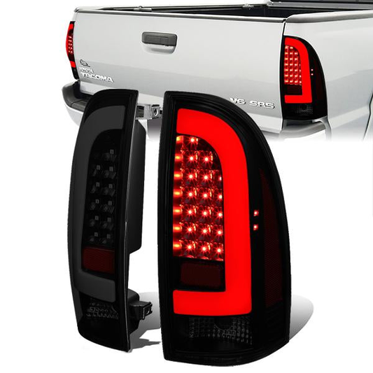 FAROS TRASEROS 05-15 TOYOTA TACOMA - L-BAR - 3D - LED - BLACK / SMOKE