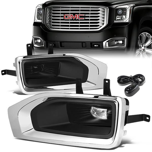 FAROS DE NIEBLA 15-18 GMC YUKON, YUKON XL - HIGH POWERED LED - WITH SWITCH, BEZEL - SMOKE