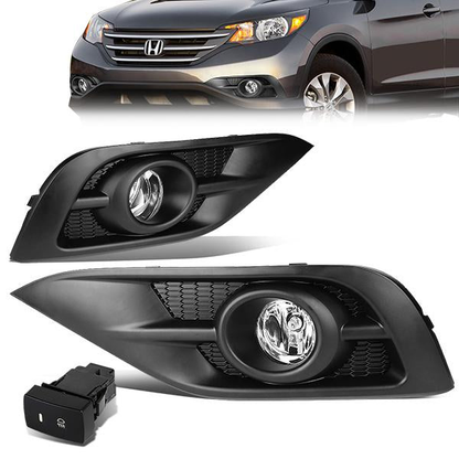FAROS DE NIEBLA 12-14 HONDA CRV - BLACK TRIM W/ SWITCH - H11 BULB - CLEAR