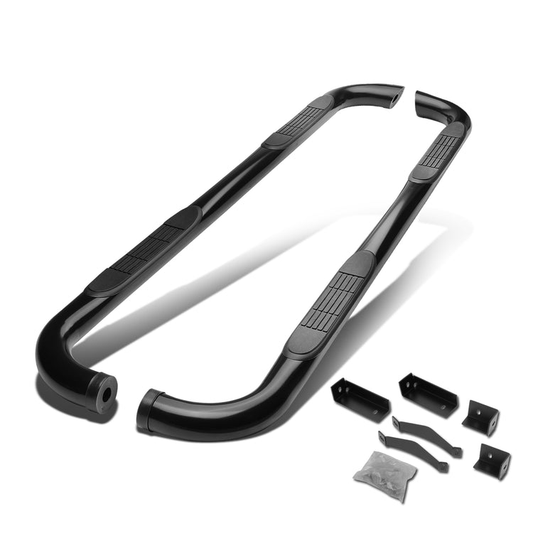 ESTRIBOS 3" - ROUND - 90 DEG - 04-15 NISSAN TITAN - EXTENDED CAB - BLACK