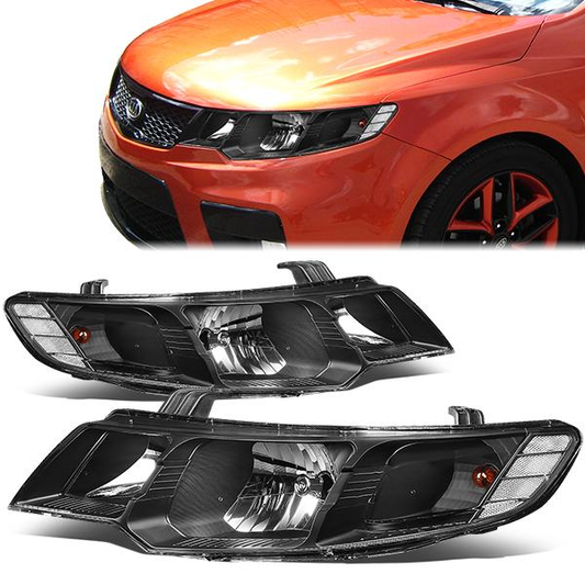 FAROS 10-13 KIA FORTE - H7 LOW BEAM / H1 HIGH BEAM - BLACK HOUSING / CLEAR CORNER