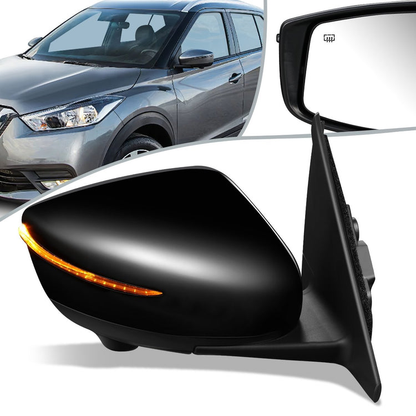 RETROVISOR MIRROR - OEM - 18-20 NISSAN KICKS - POWERED - HEATED - W/ SIGNAL LIGHT - W/ CAMERA - W/ BSD - FOLDING - BLACK MATERIAL - RIGHT