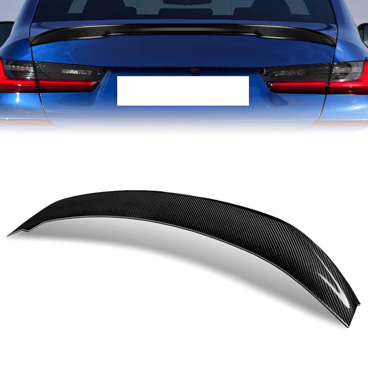 SPOILER CAR TRUNK SPOILER - 19-22 BMW 320I / 20-22 BMW 330E / 21-22 BMW 330E XDRIVE / 19-22 BMW 330I / 19-22  BMW 330I XDRIVE / 20-22 BMW M340I / 20-22 BMW M340I XDRIVE - FITS SEDAN MODELS -CARBON FIBER BLACK