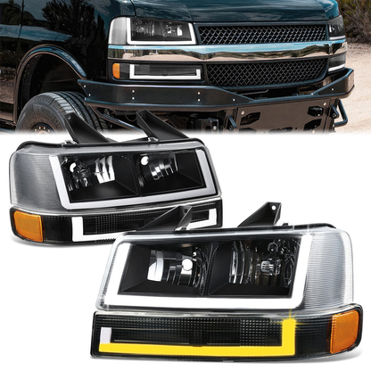 FAROS CLEAR LENS,AMBER REFLECTOR,BLACK HOUSING - 4PCS - LED BAR - 03-14 CHEVROLET EXPRESS 1500 / 03-23 CHEVROLET EXPRESS 2500 / 03-23 CHEVROLET EXPRESS 3500 / 09-22 CHEVROLET EXPRESS 4500 / 03-14 GMC SAVANA 1500 / 03-23 GMC SAVANA 2500 / 03-23 GMC SAVANA