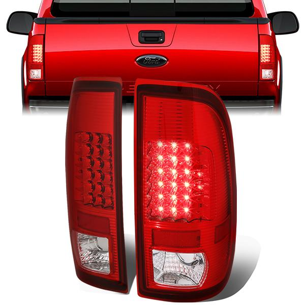 FAROS TRASEROS 08-16 FORD F-250, F-350, F-450, F-550 - SUPER DUTY / 09-16 FORD F-350, F-450 / 15-16 FORD F-550 - LED - CHROME / RED