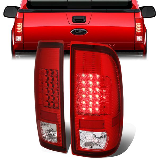 FAROS TRASEROS 08-16 FORD F-250, F-350, F-450, F-550 - SUPER DUTY / 09-16 FORD F-350, F-450 / 15-16 FORD F-550 - LED - CHROME / RED