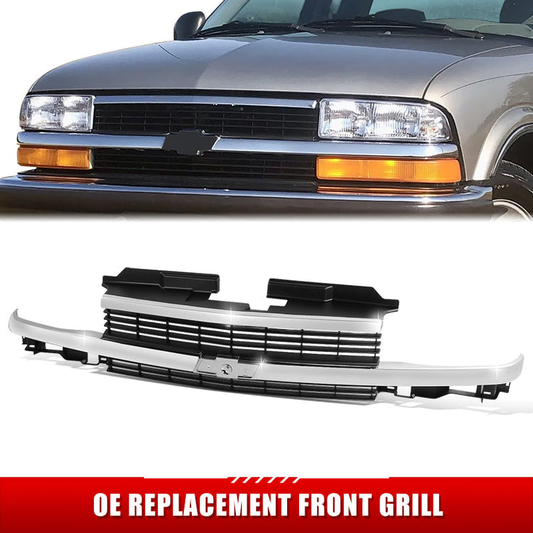 PARRILLA GRILLE - CV S10/SONAMA '94-'97/'98-'04/ GRILLE ASS'Y 98-99/ CHROME/DARK SILVER/ (W/APPEARANCE PKG)/ (LS/ZR2 W/BAR TYPE)/(S10/BLAZER)//PARTS.NO,GM1200397//OEM NO,15015044