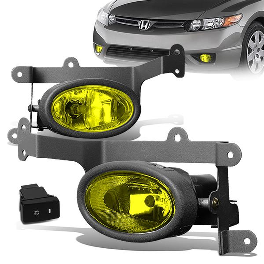 FAROS DE NIEBLA 06-08 HONDA CIVIC 2-DOOR - W/ SWITCH - H11 BULB - AMBER