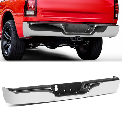 BURRERA TRASERA 09-19 DODGE RAM 1500 2500 3500 - ALSO FITS 19 RAM 1500 CLASSIC - W/O DUAL EXHAUST & W/O BACKUP SENSORS - FITS MODELS W/O DUAL EXHAUST W/O BACKUP SENSORS - CHROME/STEEL