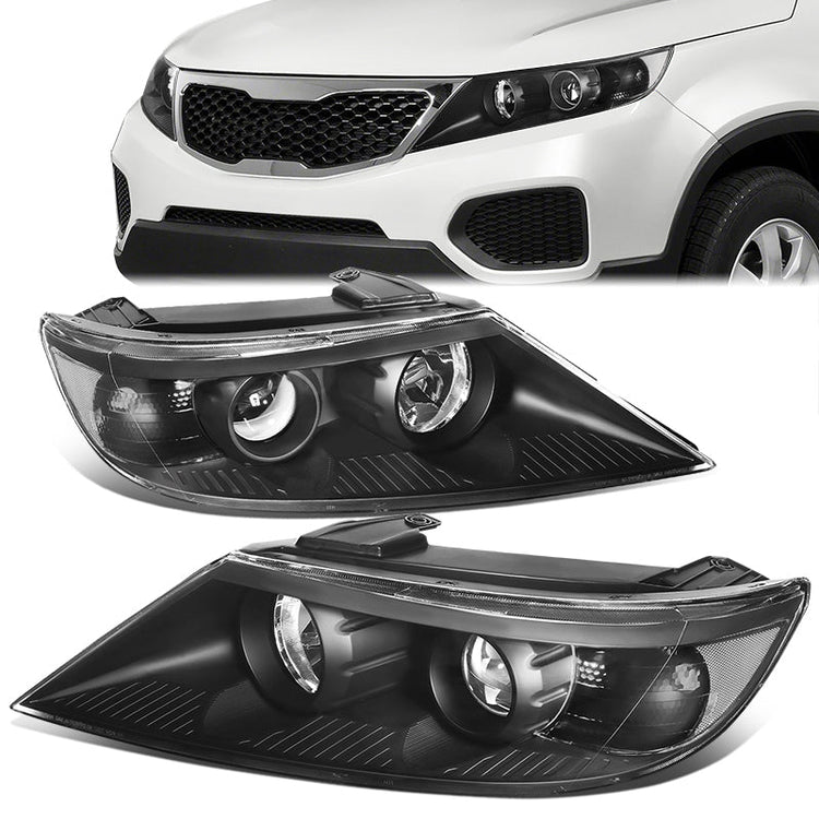 FAROS 11-13 KIA SORENTO - OE STYLE - H11 LOW BEAM / H1 HIGH BEAM / 2357A TURN SIGNAL - BLACK HOUSING / CLEAR CORNER