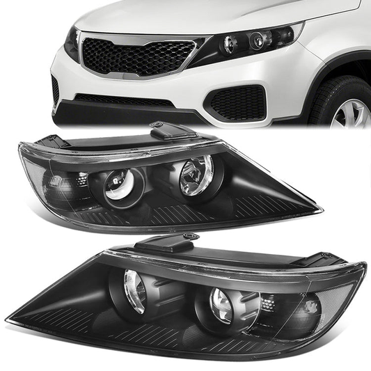 FAROS 11-13 KIA SORENTO - OE STYLE - H11 LOW BEAM / H1 HIGH BEAM / 2357A TURN SIGNAL - BLACK HOUSING / CLEAR CORNER