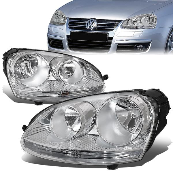 FAROS 05-10 VW JETTA / 06-09 VW RABBIT - H4 LOW BEAM / H7 HIGH BEAM / 1156A TURN SIGNAL - CHROME HOUSING / CLEAR CORNER
