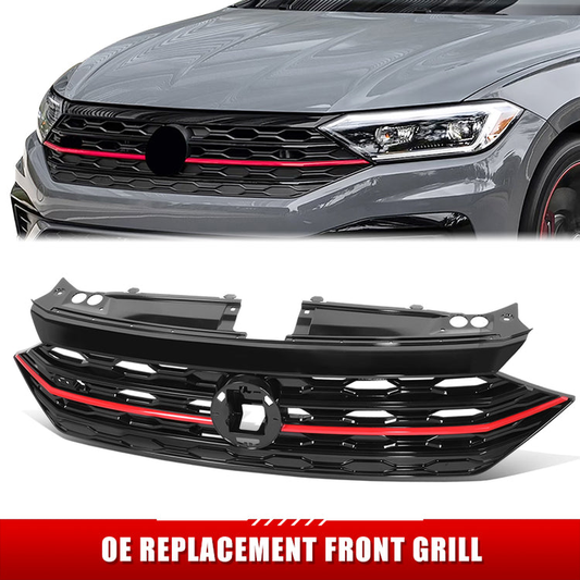 PARRILLA GRILLE - VG JETA 19-23/ GRILLE ASS'Y/ GLOSS BLACK/ W/PAINTED RED FINISH (GLI)//PARTS.NO,VW1200178//OEM NO,17A853651ADCEE