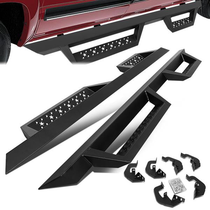 ESTRIBOS DROP DOWN - 07-18 CHEVY SILVERADO 1500, GMC SIERRA 1500 / 07-19 CHEVY SILVERADO 2500HD, 3500HD, GMC SIERRA 2500HD, 3500HD - EXTENDED CAB - BLACK