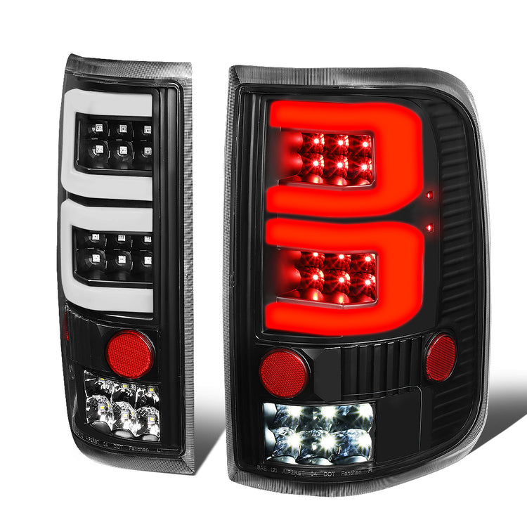FAROS TRASEROS 04-08 FORD F-150 / LOBO - 3D - DUAL C-BAR LED - BLACK / CLEAR