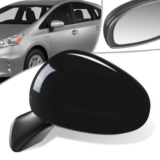 RETROVISOR MIRROR - OEM - 12-17 TOYOTA PRIUS V - POWERED - PAINTABLE - BLACK - LEFT