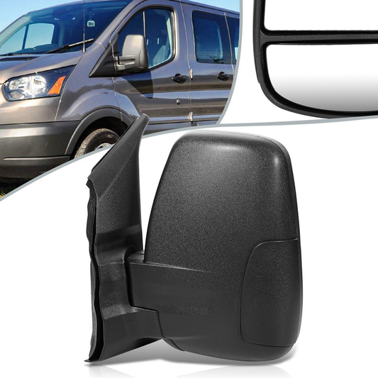 RETROVISOR MIRROR - OEM - 15-19 FORD TRANSIT 150, 250, 350 - POWERED - FOLDING - TEXTURED - BLACK