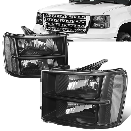FAROS 07-13 GMC SIERRA 1500 / 07-14 GMC SIERRA 2500, 3500 2/4-DOOR - H11 LOW BEAM / 9005 HIGH BEAM - BLACK HOUSING / CLEAR CORNER