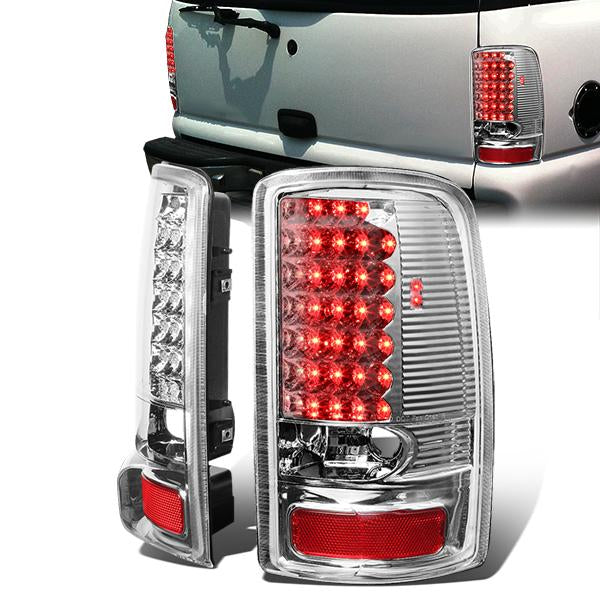 FAROS TRASEROS 00-06 CHEVY TAHOE , CHEVY SUBURBAN 1500 , 2500 , GMC YUKON , YUKON XL 1500 , 2500 - LED - FITS LIFT DOOR MODELS ONLY , DOES NOT FIT BARN DOOR MODELS - CHROME / CLEAR