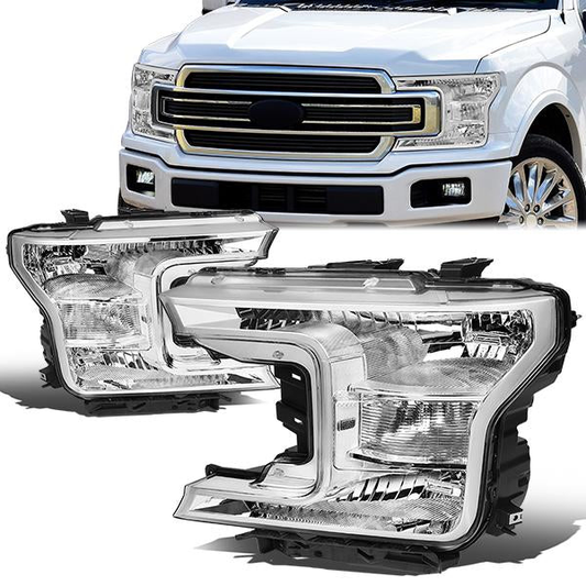 FAROS 18-19 FORD F-150 - FITS MODELS W/ HALOGEN HEADLIGHTS ONLY - H11 LOW BEAM / 9005 HIGH BEAM / 7444NA TURN SIGNAL - CHROME HOUSING / CLEAR CORNER