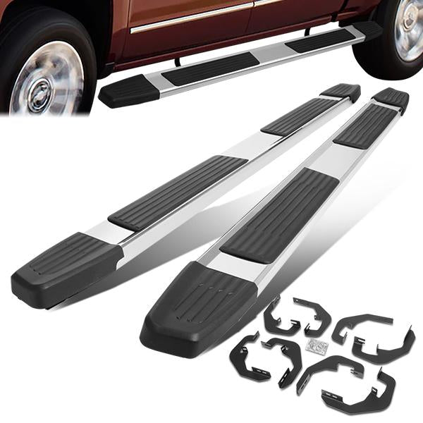 ESTRIBOS 6" - ALUMINUM - 07-18 CHEVY SILVERADO 1500, GMC SIERRA 1500 / 07-19 CHEVY SILVERADO 2500HD, SILVERADO 3500HD, GMC SIERRA 2500HD, SIERRA 3500HD - CREW CAB - CHROME / BLACK