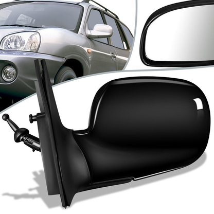 RETROVISOR MIRROR - OEM - 01-06 HYUNDAI SANTA FE - MANUAL - PAINTABLE - BLACK - LEFT
