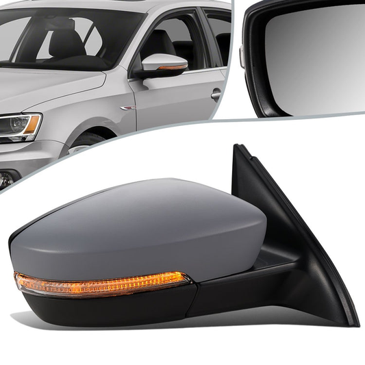 RETROVISOR MIRROR - OEM - 11-18 VOLKSWAGEN JETTA - POWERED - HEATED - W/ SIGNAL LIGHT - FOLDING - RIGHT - GRAY