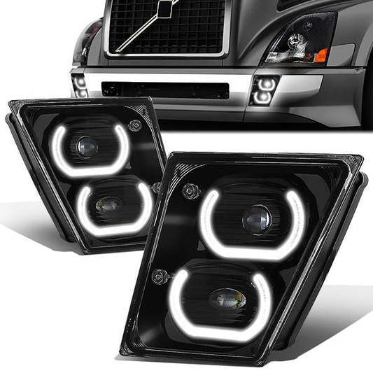 FAROS DE NIEBLA 04-18 VOLVO VN VNL 300, 400, 430, 630, 740, 760, 860 - HALO DRL WILL REQUIRE WIRING TO EXISTING LIGHTING - BLACK