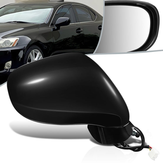 RETROVISOR MIRROR - OEM - 06-10 LEXUS IS250, IS350 - POWERED - HEATED - W/ PUDDLE LIGHT - FOLDING - BLACK MATERIAL - RIGHT