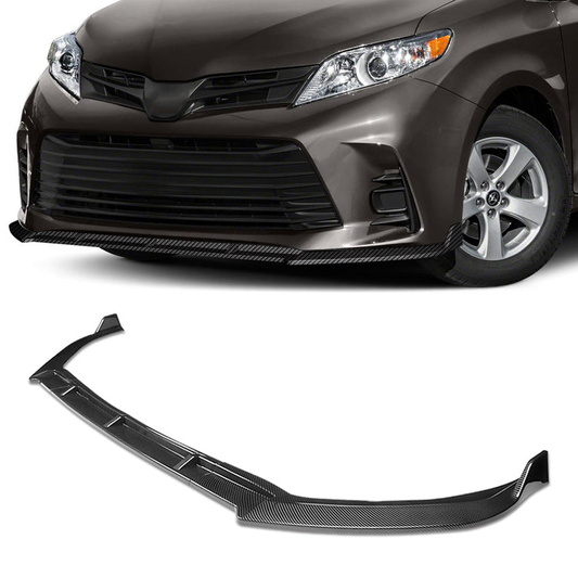 LIP FRONTAL 18-20 TOYOTA SIENNA - REQUIRES DRILLING BUMPER FOR INSTALLATION - 3PC - CARBON FIBER LOOK