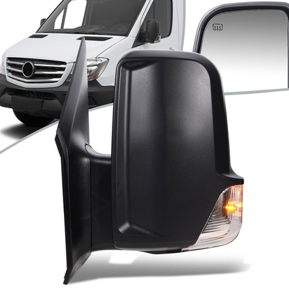 RETROVISOR MIRROR - OEM - 07-09 DODGE SPRINTER - POWERED - HEATED - W/ SIGNAL LIGHT - FOLDING - W/ BLIND GLASS - TEXTURED - BLACK - LEFT