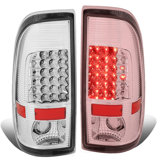 FAROS TRASEROS 97-03 FORD F-150 / 97-99 FORD F-250 / 99-07 FORD F-250, F-350, F-450, F-550 - SUPER DUTY / 04 FORD F-150 HERITAGE - LED - FITS STYLESIDE MODELS ONLY - CHROME / CLEAR