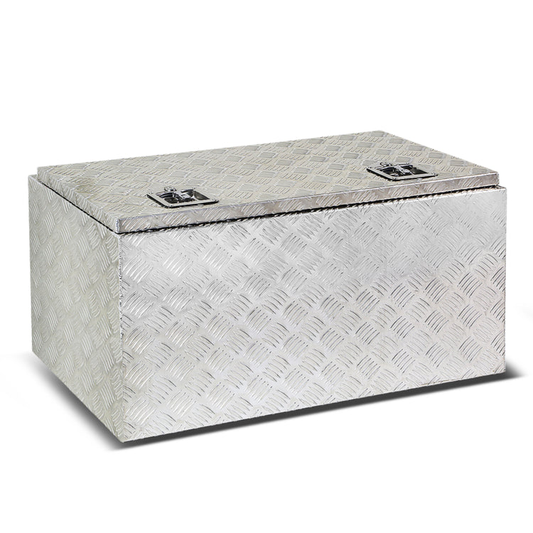 CAJA DE HERRAMIENTAS UNIVERSAL - TRUCK / TRAILER - W/ LOCK & KEY - ALUMINUM - 36" X 18" X 17" - SILVER