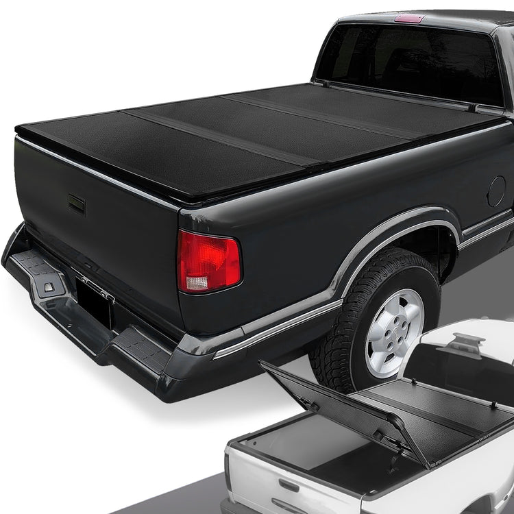 TAPADERA DE CAJUELA TONNEAU COVER - HARD TRI-FOLD - 94-03 CHEVY S10, GMC SONOMA / 96-00 ISUZU HOMBRE - FITS 6FT FLEETSIDE / STYLESIDE BED MODELS ONLY