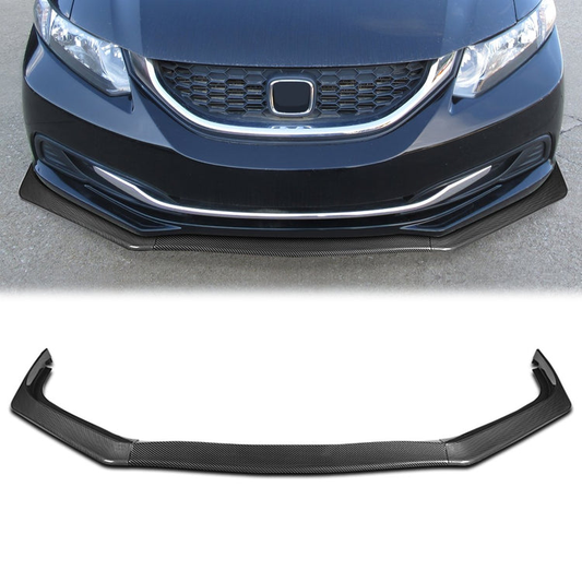 LIP FRONTAL 13-15 HONDA CIVIC SEDAN - EXCLUDES SI - REQUIRES DRILLING BUMPER FOR INSTALLATION - 3PC - CARBON FIBER LOOK