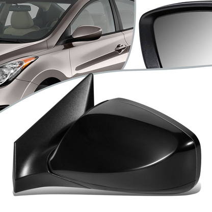 RETROVISOR MIRROR - OEM - 11-13 HYUNDAI ELANTRA - POWERED - FOLDING - BLACK MATERIAL - LEFT