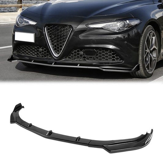 LIP FRONTAL 17-21 ALFA ROMEO GIULIA - REQUIRES DRILLING BUMPER FOR INSTALLATION - 3PC - PAINTED GLOSS BLACK