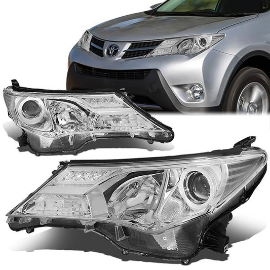 FAROS 13-15 TOYOTA RAV4 - PROJECTOR - H11 LOW BEAM / 9005 HIGH BEAM / 3457A TURN SIGNAL - CHROME HOUSING / CLEAR CORNER