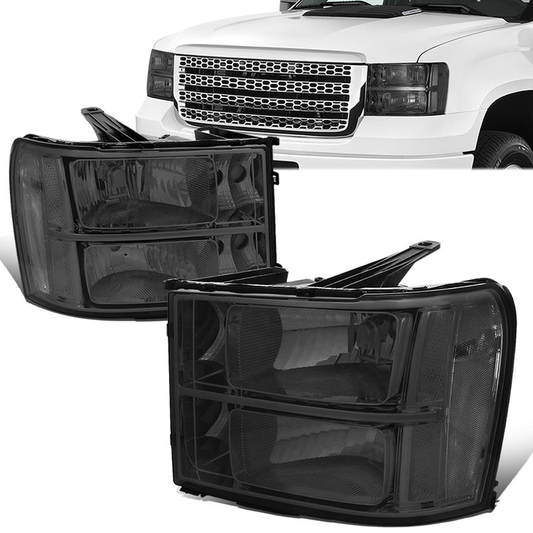 FAROS 07-13 GMC SIERRA 1500 / 07-14 GMC SIERRA 2500, 3500 2/4-DOOR - H11 LOW BEAM / 9005 HIGH BEAM - SMOKE HOUSING / CLEAR CORNER