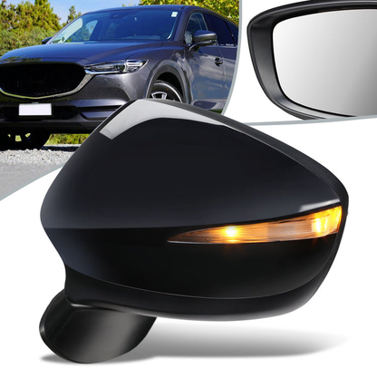 RETROVISOR MIRROR - OEM - 15-16 MAZDA CX-3 - POWERED - W/ SIGNAL LIGHT - FOLDING - BLACK MATERIAL - LEFT
