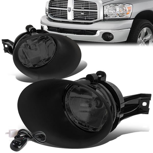 FAROS DE NIEBLA 02-08 DODGE RAM 1500 / 03-09 DODGE RAM 2500, 3500 - FITS STEEL BUMPER MODELS ONLY - WITH SWITCH, BEZEL - SMOKE