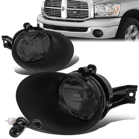 FAROS DE NIEBLA 02-08 DODGE RAM 1500 / 03-09 DODGE RAM 2500, 3500 - FITS STEEL BUMPER MODELS ONLY - WITH SWITCH, BEZEL - SMOKE