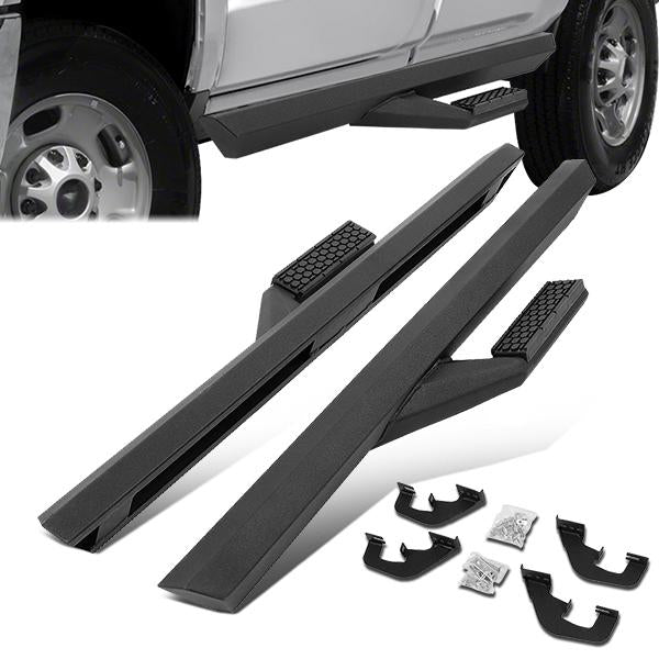 ESTRIBOS 3" - SIDE ARM STYLE - ALUMINUM - 07-18 CHEVY SILVERADO 1500, GMC SIERRA 1500 / 07-19 CHEVY SILVERADO 2500HD, SILVERADO 3500HD, GMC SIERRA 2500HD, SIERRA 3500HD - REGULAR CAB - BLACK
