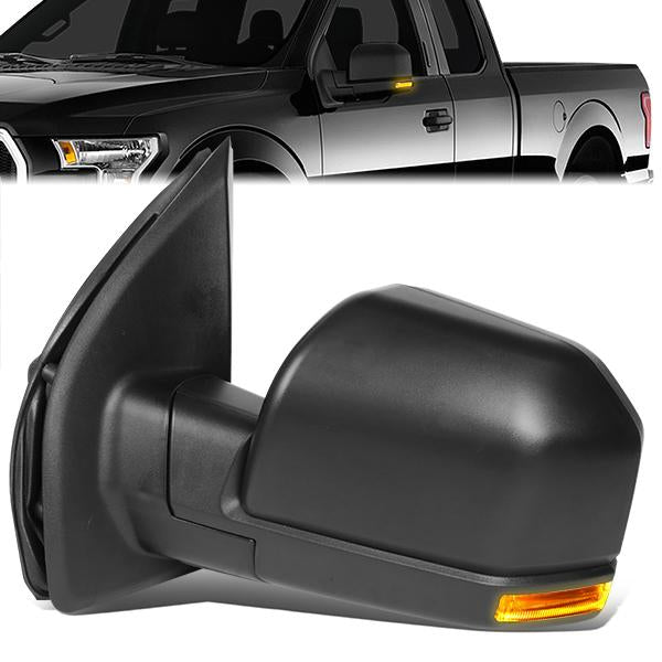RETROVISORES EXTENDIBLES TOWING MIRROR - 15-18 FORD F-150 - OE STYLE - LEFT - MANUAL W/O HEATED - ONLY FITS MODELS 8 PIN PLUG, DOES NOT FIT 22 PIN MODELS - LED AMBER SIGNAL - BLACK